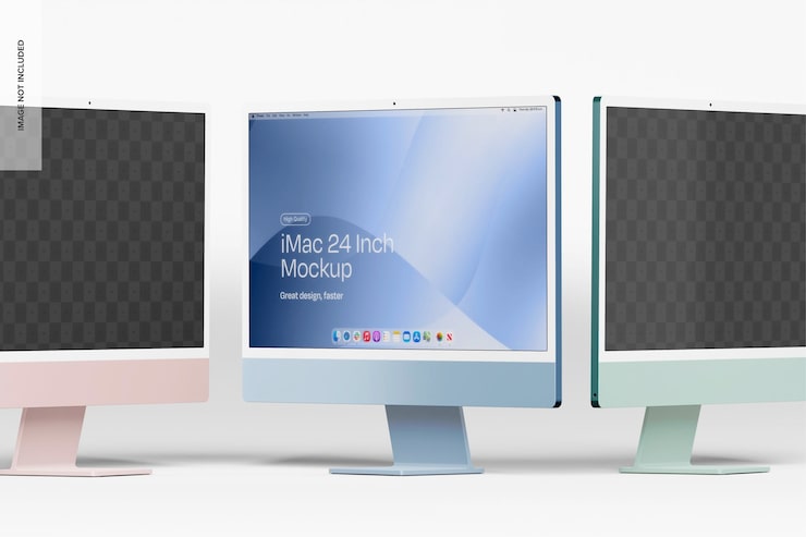Free PSD imac 24 inch screen mockup side view
