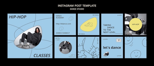 Free PSD instagram posts collection for dance studio classes
