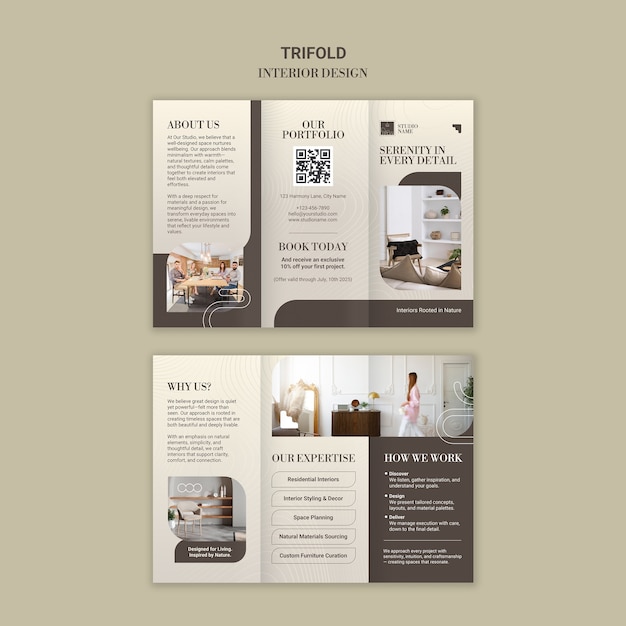 Free PSD interior design trifold brochure template