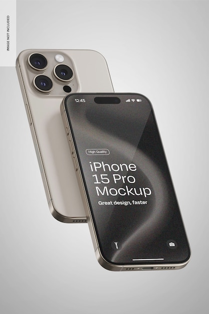 Free PSD iphone 15 pro mockup front and back view