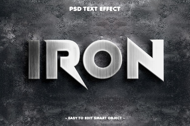 Free PSD iron metal style editable text effect