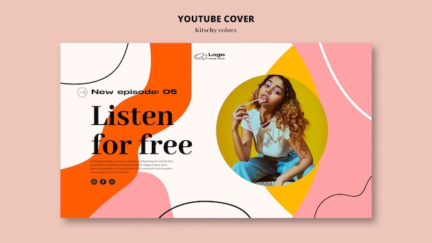 Free PSD kitschy colors style youtube cover