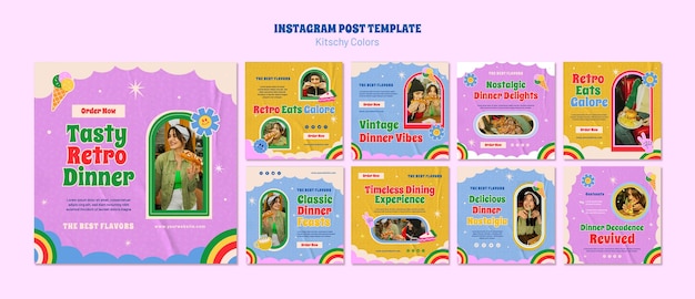 Free PSD kitschy colors template design