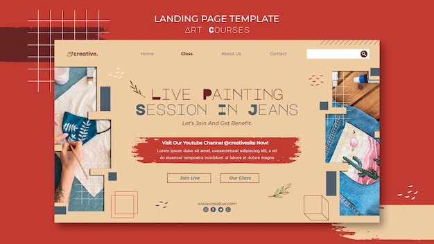 Free PSD landing page for painting classes