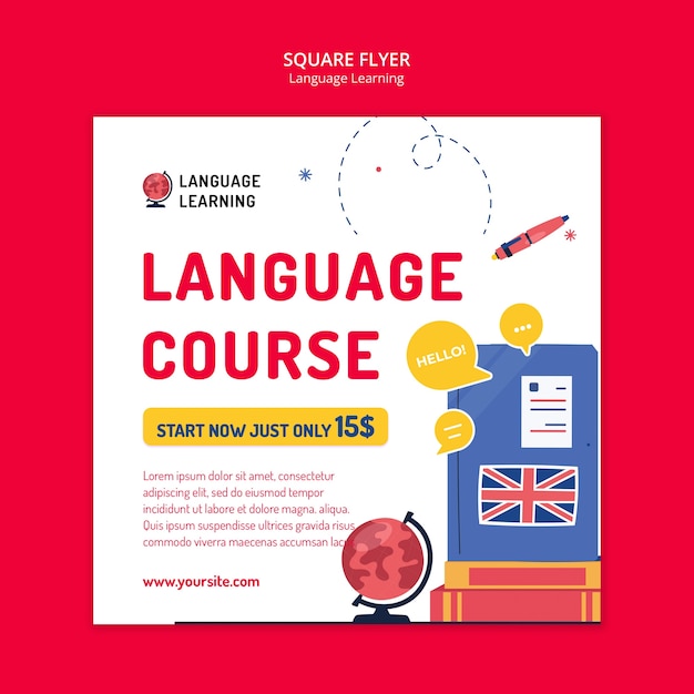 Free PSD language learning template design