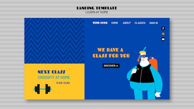 Free PSD learn at home landing page