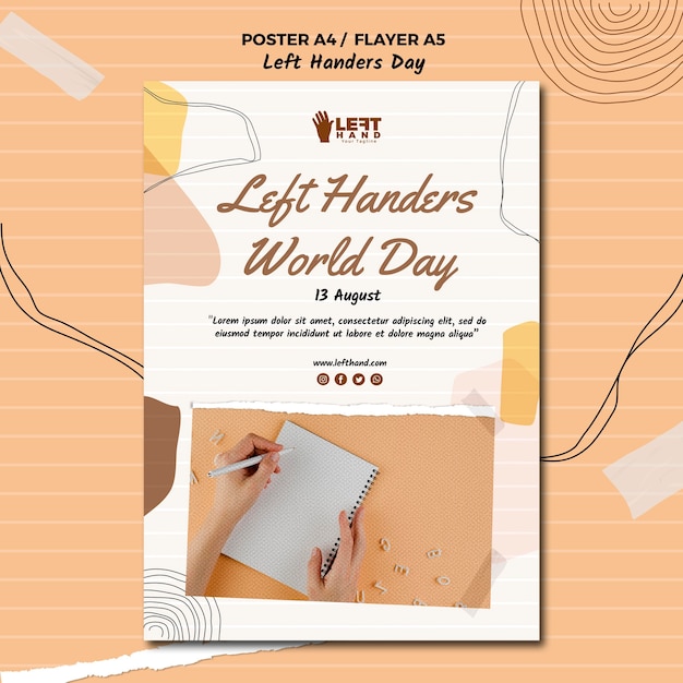 Free PSD left handers day poster design