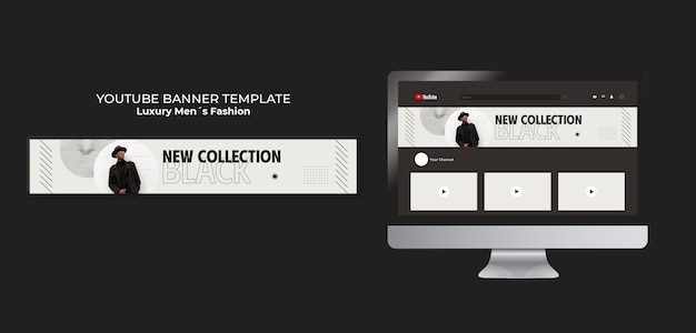 Free PSD luxury men's fashion youtube banner template