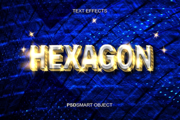 Free PSD luxury tech hexagone chrome 3d text style mockup