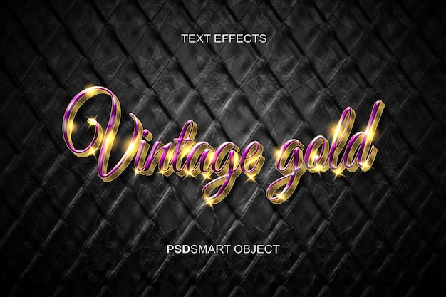 Free PSD luxury vintage gold 3d text style mockup