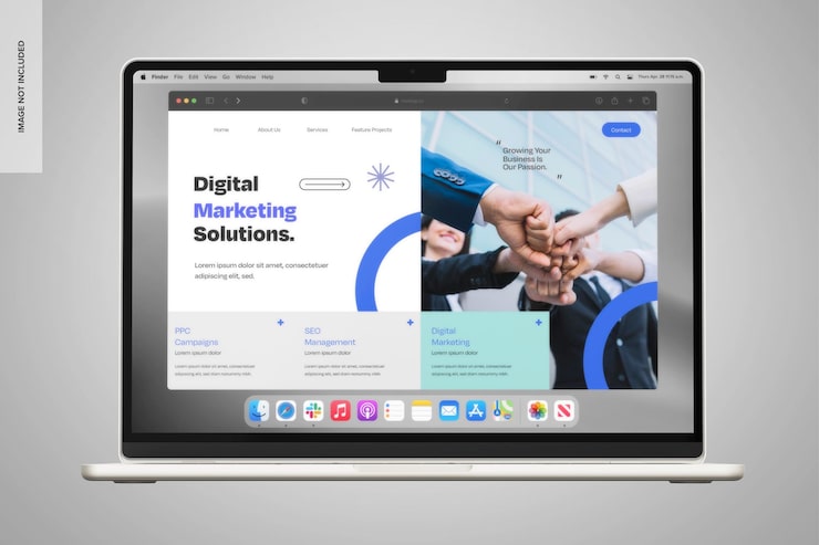 Free PSD macbook mockup front view