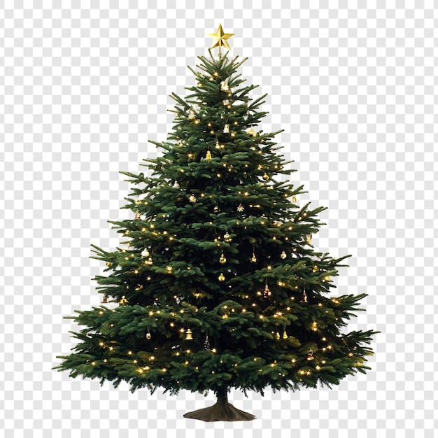 Free PSD a majestic decorated christmas tree glowing with festive lights and ornaments