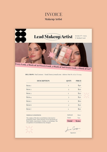 Free PSD makeup artist template design