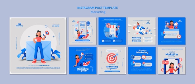 Free PSD marketing concept instagram posts