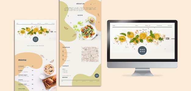 Free PSD menu design for brunch with computer