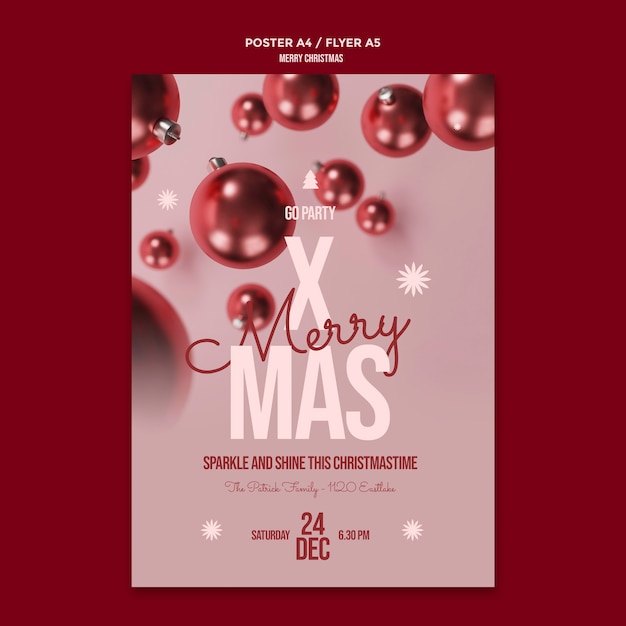Free PSD merry christmas flyer template