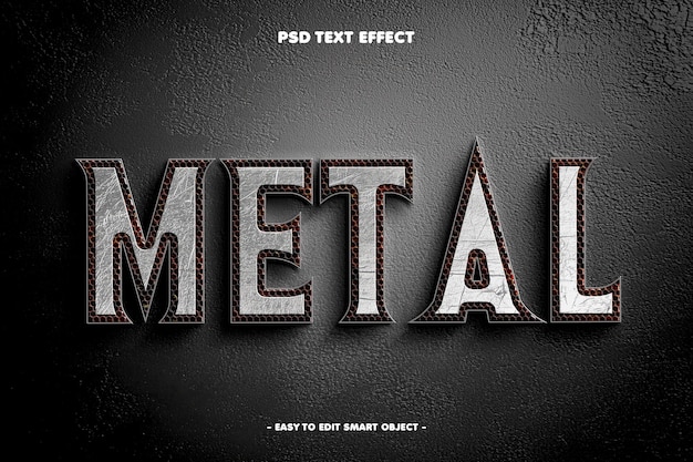 Free PSD metal editable text effect
