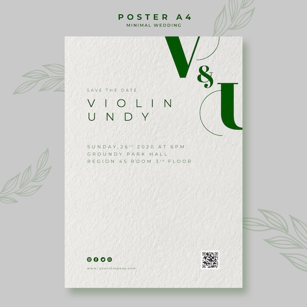 Free PSD minimal wedding poster a4 template