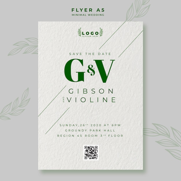 Free PSD minimal wedding save the date flyer template