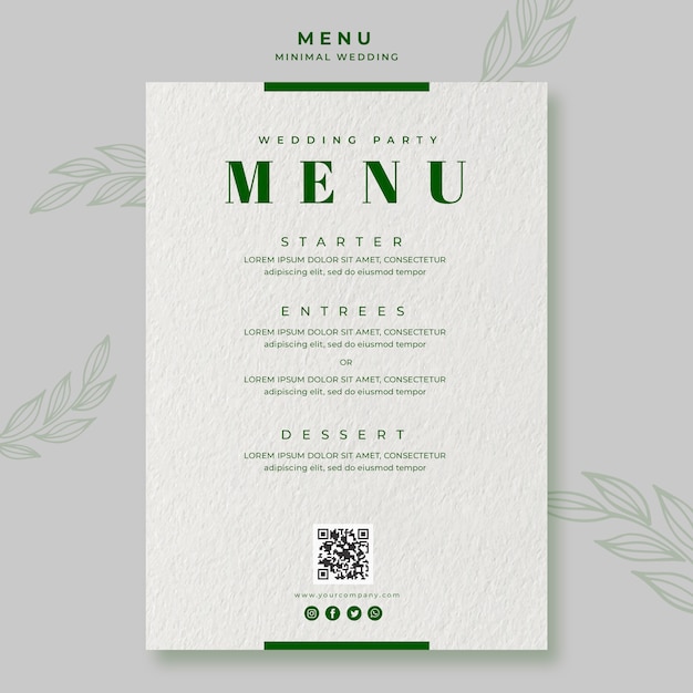 Free PSD minimal wedding save the date menu template