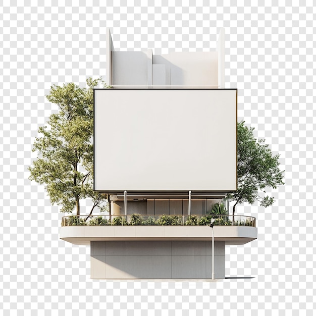 Free PSD modern building with blank billboard and balcony