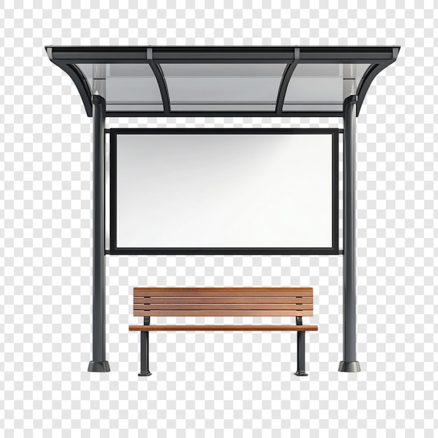 Free PSD modern bus stop design bench and blank billboard