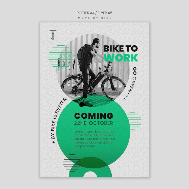 Free PSD move by bike poster style