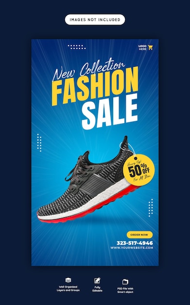Free PSD new collection fashion sale instagram and facebook story banner template