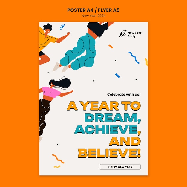 Free PSD new year 2024 template design