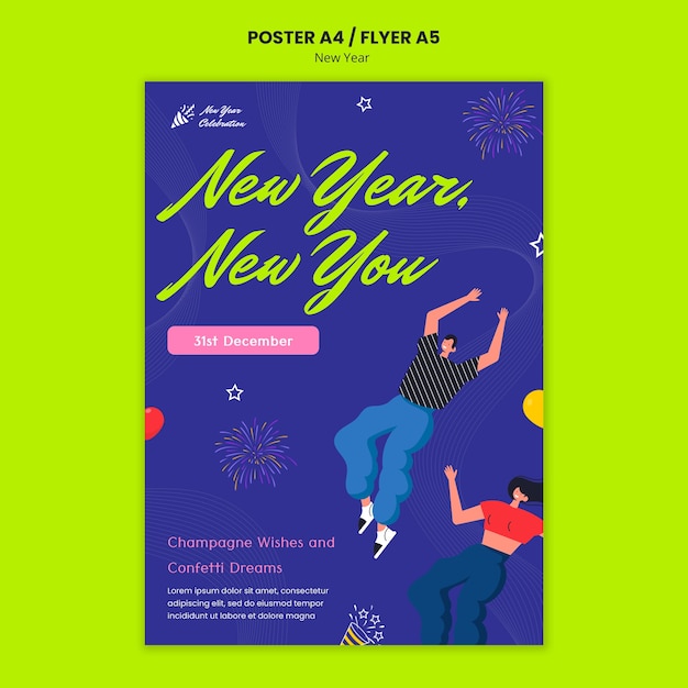 Free PSD new year 2024 template design