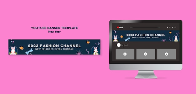 Free PSD new year celebration youtube banner template
