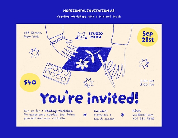 Free PSD painting workshop invitation template