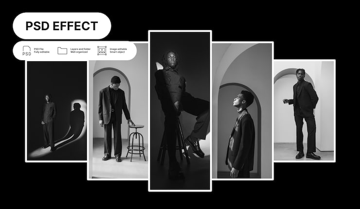 Free PSD paper collage photo effect