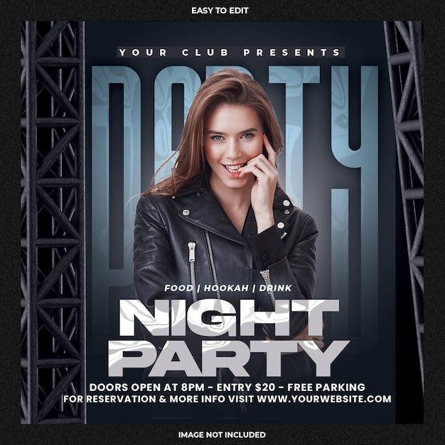 Free PSD party social media and instagram post template