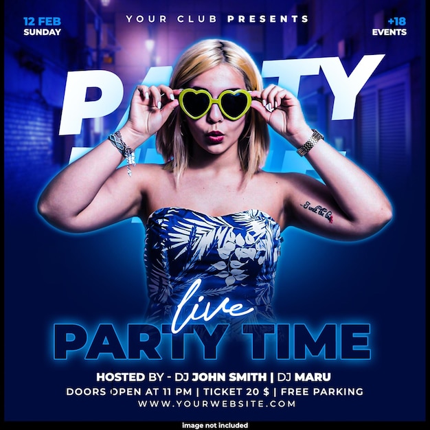 Free PSD party time social media template