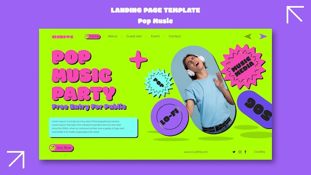 Free PSD pop music template design