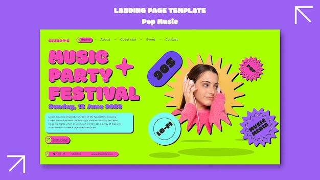 Free PSD pop music template design