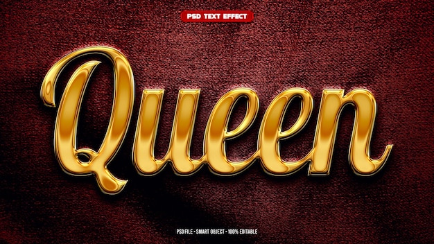 Free PSD queen 3d editable text effect