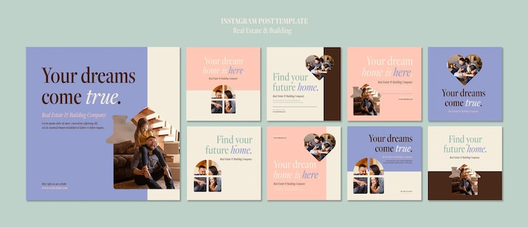 Free PSD real estate and interior design instagram posts collection