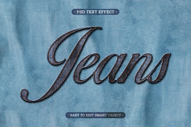 Free PSD realistic denim fabric 3d editable text effect