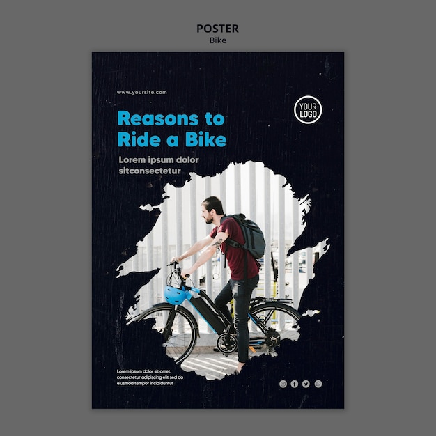 Free PSD reasons to ride a bike template poster