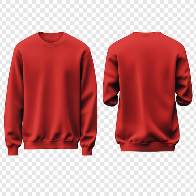 Free PSD red crewneck sweatshirt mockup front and back view
