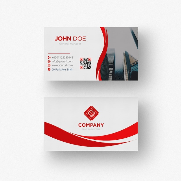 Free PSD red and white business card