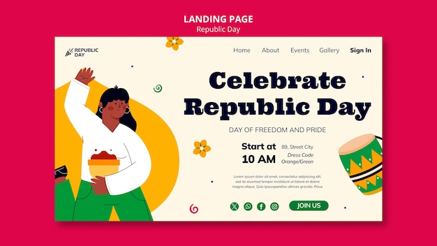 Free PSD republic day template design
