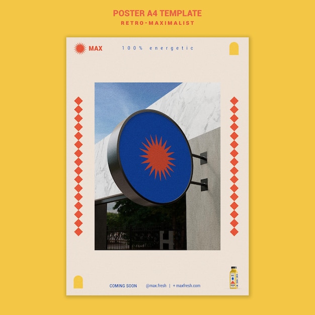 Free PSD retro-maximalist poster template