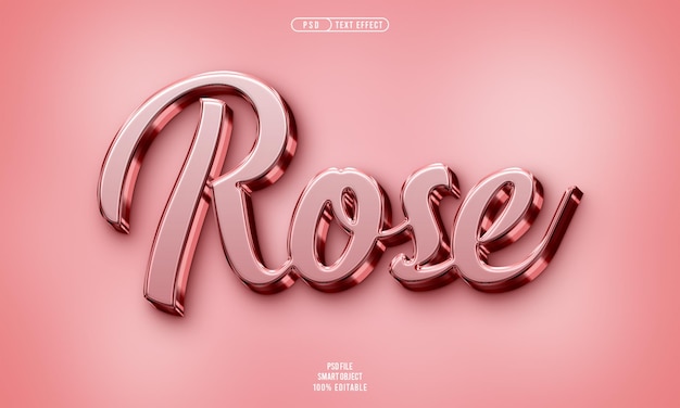 Free PSD rose 3d editable text effect
