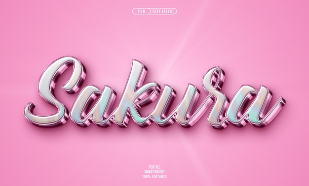 Free PSD sakura 3d editable text effect