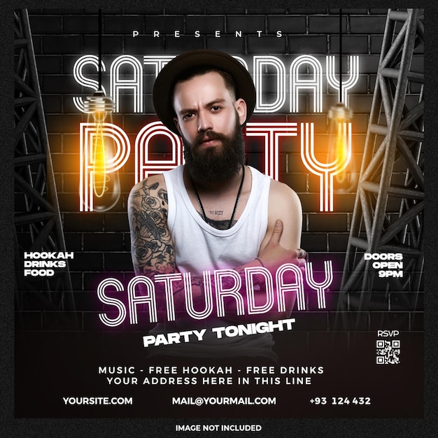 Free PSD saturday party social media template