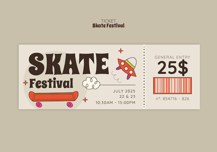 Free PSD skate festival ticket design