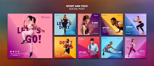Free PSD sport & tech social media post template